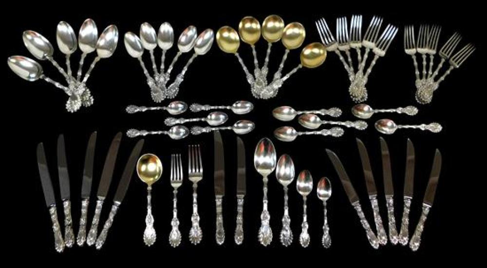 Appraisal: SILVER Whiting Radiant sterling flatware fifty-four pieces including six gold