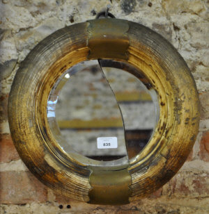 Appraisal: A th century tusk framed mirror the brass mounts engraved