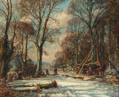 Appraisal: HERBERT F ROYLE - Tree Felling in the Snow signed