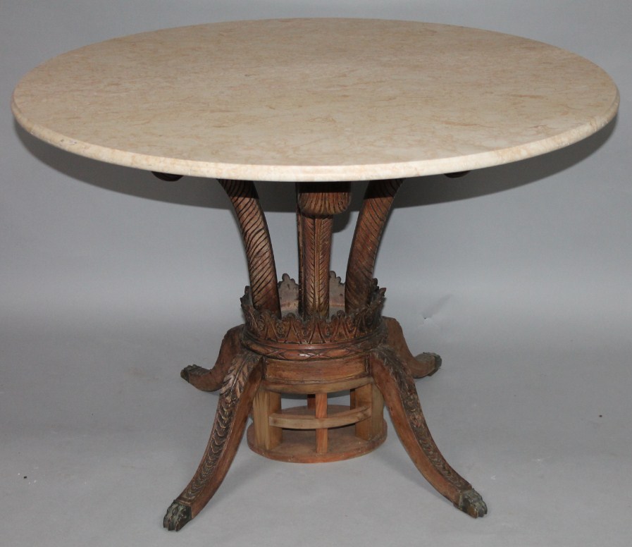 Appraisal: A principally thC supper table of elaborate outline with marble