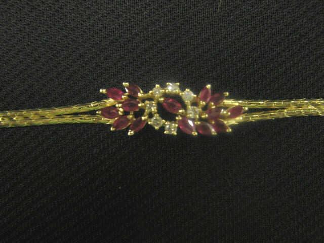 Appraisal: Ruby Diamond Bracelet marquis rubies totaling carat and diamonds totaling