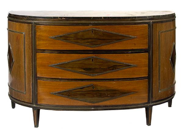 Appraisal: A Directoire style mahogany inlaid commode losses height in width