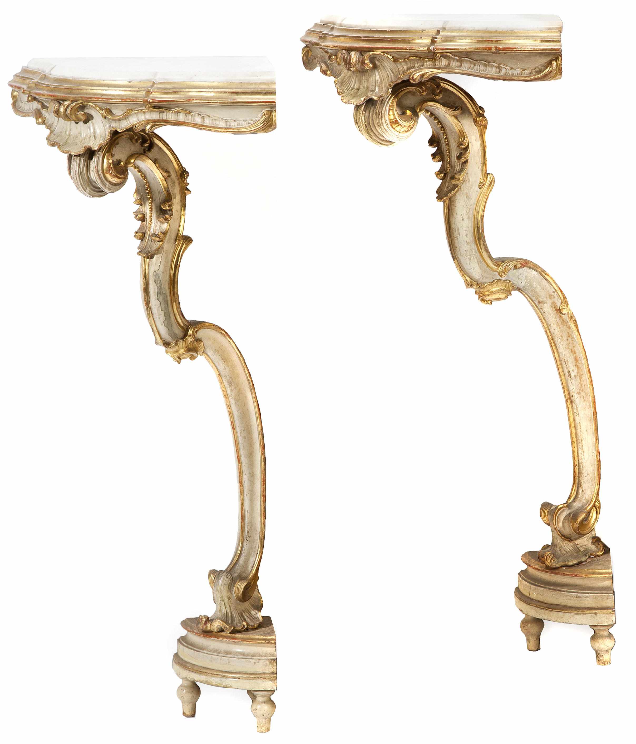 Appraisal: A pair of Venetian Rococo style parcel gilt and paint