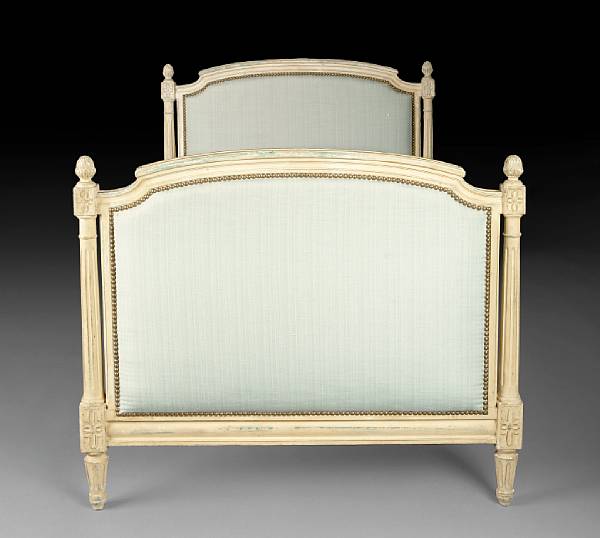 Appraisal: A Louis XVI style paint decorated day bed The upholstered