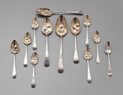 Appraisal: Group of English gilt silver spoons oval handles most with