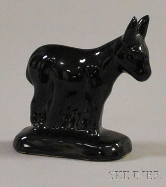 Appraisal: Small Van Briggle Pottery Glossy Black Glazed Burro Figure ht