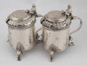 Appraisal: A pair of Norwegian mustard pots formed as miniature lidded