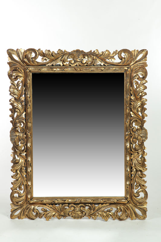 Appraisal: LARGE GILT FRAMED MIRROR American or European th century Carved