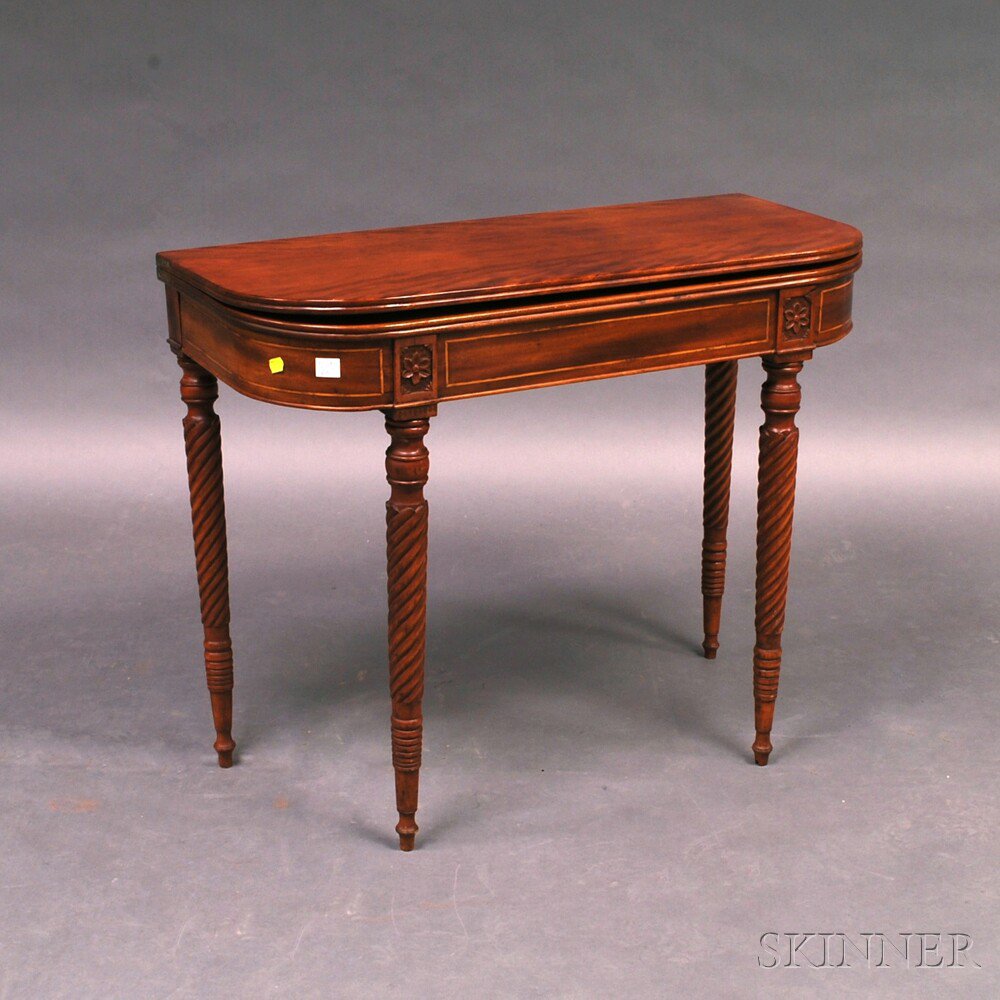 Appraisal: Late Classical Inlaid Mahogany Card Table England or America second