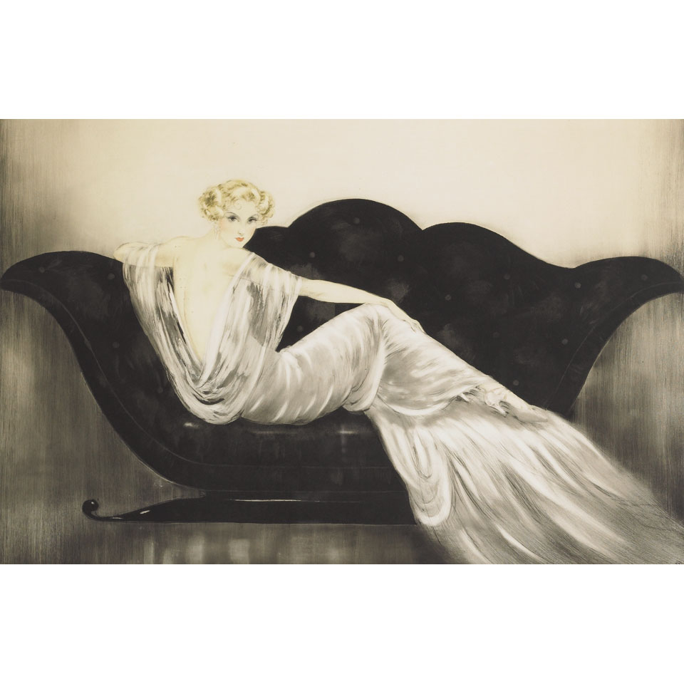 Appraisal: Louis Icart - French LE SOFA Handcoloured aquatint and drypoint