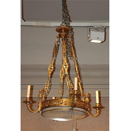 Appraisal: Louis XVI Style Gilt-Metal and Alabaster Eight-Light Chandelier Estimate -