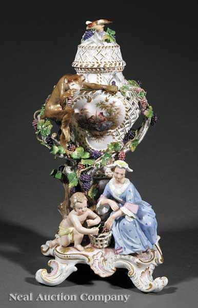 Appraisal: A Meissen Porcelain Figural Potpourri Urn th c marked with