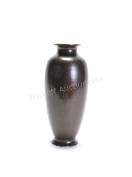 Appraisal: Bronze vase with etched decor tall Condition there are two