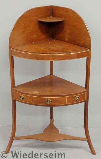 Appraisal: English mahogany corner washstand early th c with a single