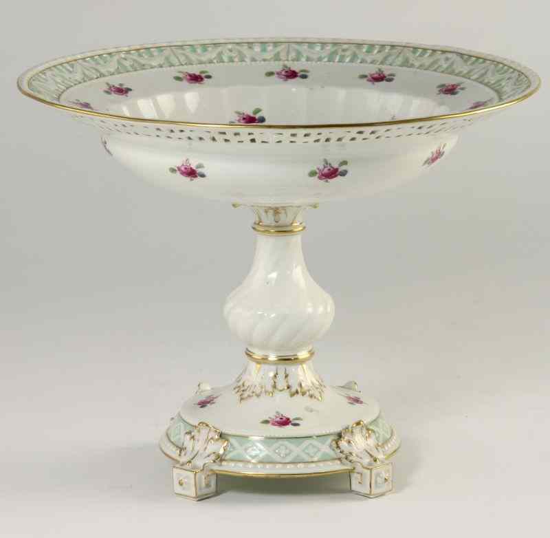 Appraisal: KPM Porcelain Compote th century reticulated rim to bowl hand