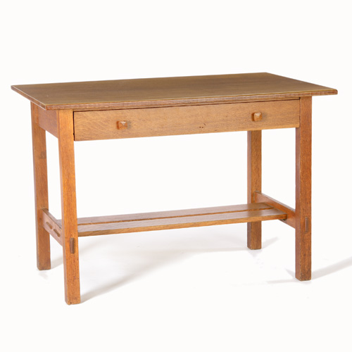 Appraisal: STICKLEY BROTHERS Library table with a single drawer oak pulls