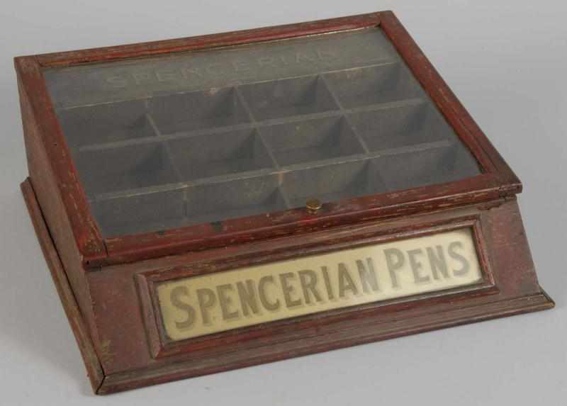 Appraisal: Spencerian Pens Countertop Display Case Description Nice graphics Condition Excellent