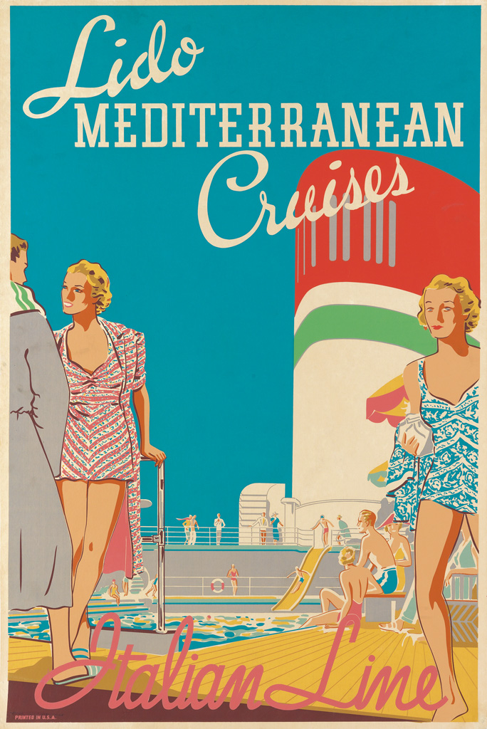 Appraisal: DESIGNER UNKNOWN LIDO MEDITERRANEAN CRUISES ITALIAN LINE Circa s x