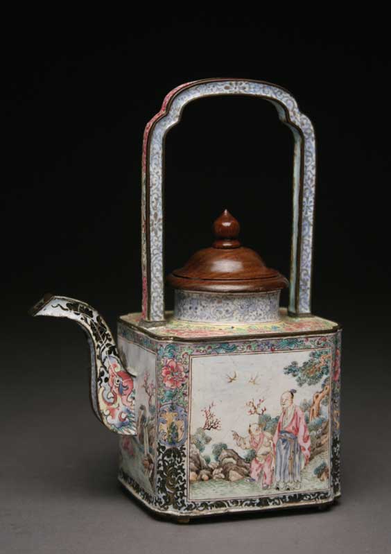 Appraisal: ANTIQUE ENAMEL ON COPPER TEAPOT th Century Chinese Qianlong Period