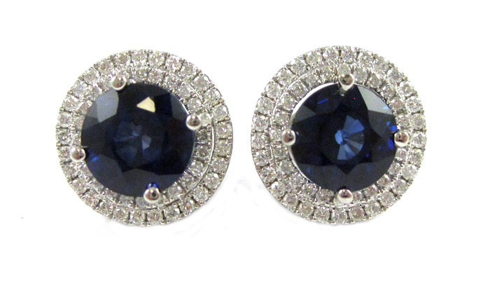 Appraisal: PAIR OF SAPPHIRE AND DIAMOND EARRINGS each k white gold