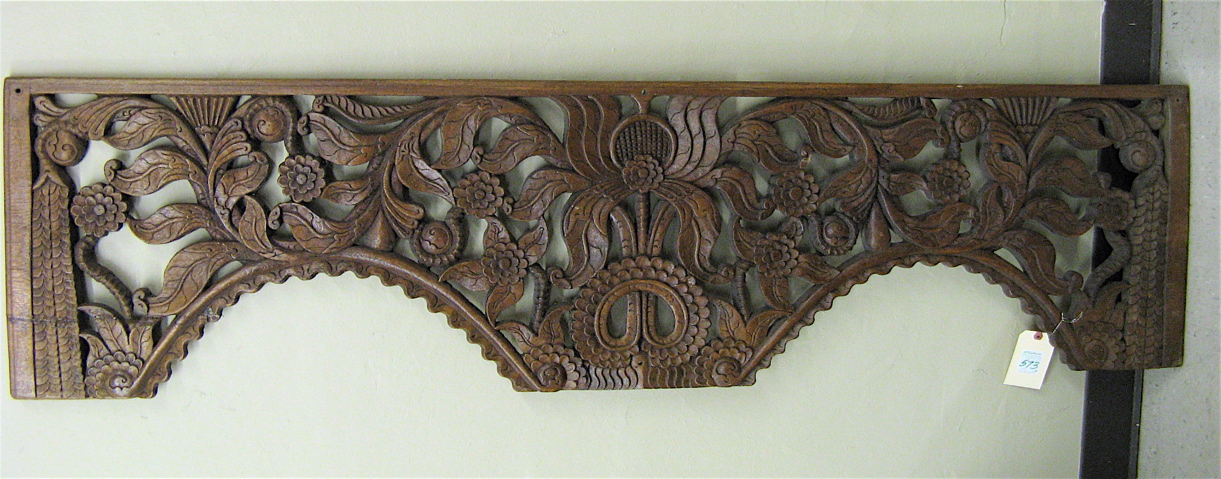 Appraisal: THREE WOOD SPANDRELS one in a highly carved floral motif