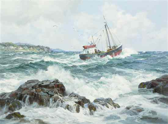 Appraisal: Charles Vickery American - Maine Fishing Trawler oil on canvas