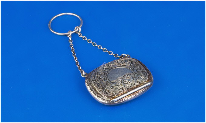 Appraisal: Small Silver Rectangular Compact With All Over Engraved Floral Decoration