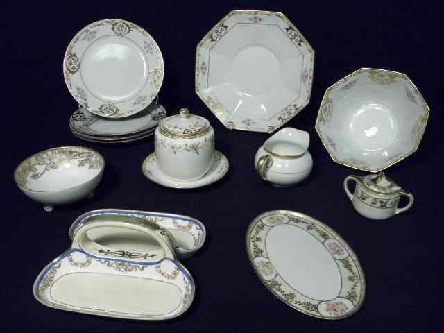 Appraisal: Assorted Nippon porcelain floral dinnerware Includes pieces Assorted and similar