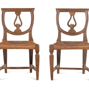 Appraisal: A Pair of Italian Rush-Seat Child's Chairs Early th Century