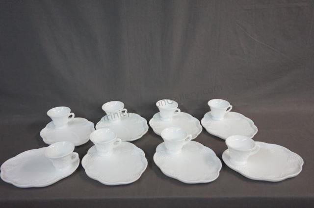 Appraisal: Indiana Milk Glass Harvest Pattern Snack Sets Produced by Indiana