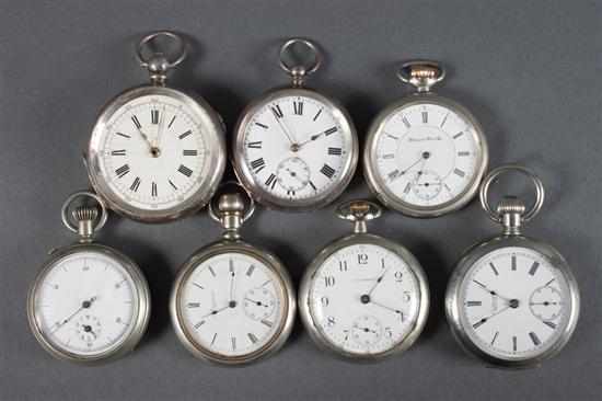 Appraisal: Group of pocket watches including Waltham nickeloid open face pocket