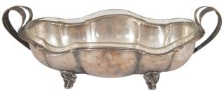 Appraisal: Art Nouveau Hammered Silver Lobed bowl with glass insert H