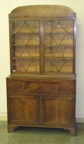 Appraisal: Early th century book case secretary English glass doors on