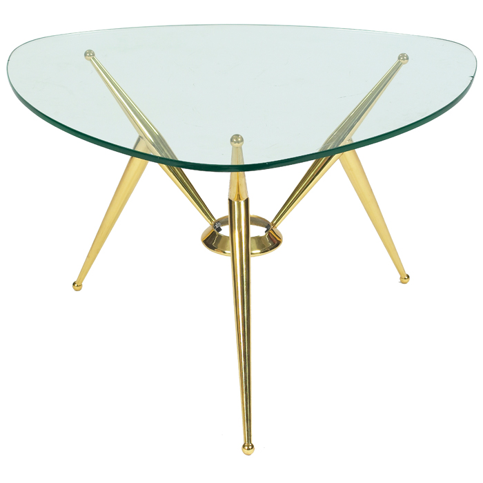 Appraisal: Fontana Arte style brass table Italy brass frame with three