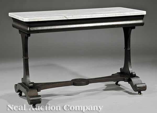 Appraisal: An American Late Classical Mahogany Table c marble top ogee-molded