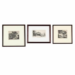 Appraisal: Three Antique English and Continental Etchings likely th and th