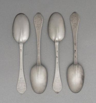 Appraisal: A set of four queen Anne tablespoons with plain moulded