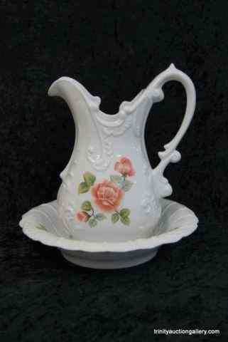 Appraisal: Vintage Porcelain Wash Bowl Pitcher SetThis is a very nice