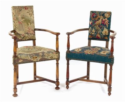 Appraisal: A matched set of ten French beechwood caqueteuse type armchairs