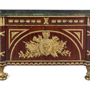 Appraisal: A Louis XVI Style Gilt Metal Mounted Mahogany Commode Vantaux