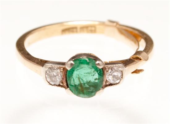 Appraisal: Lady's K yellow gold diamond and emerald ring emerald approximately