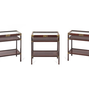 Appraisal: Three Chinese Hardwood Displaying Cases each having a glass top