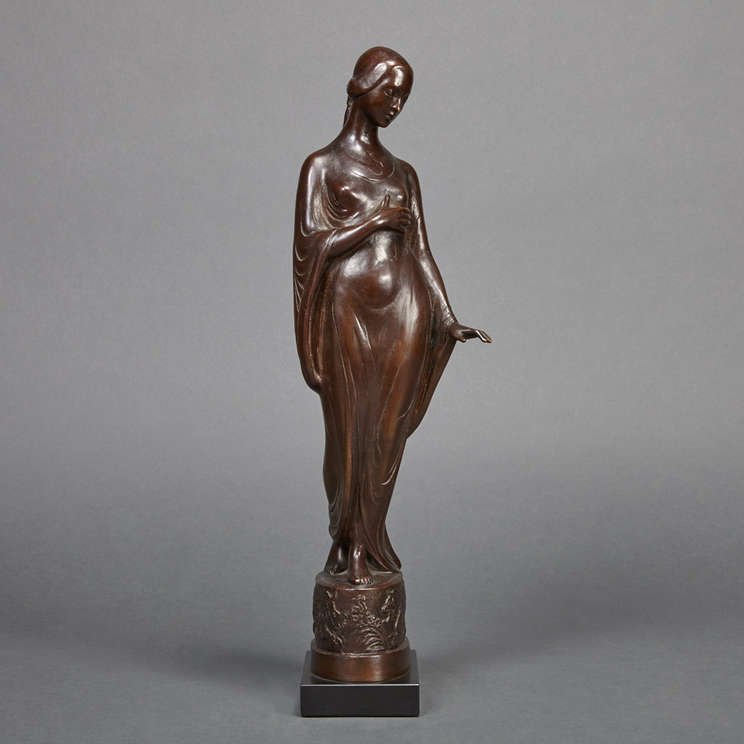 Appraisal: American Bronze Figure of a Maiden Cast from a model