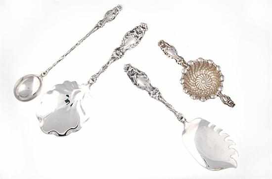 Appraisal: Whiting Lily pattern sterling serving pieces New York circa comprising