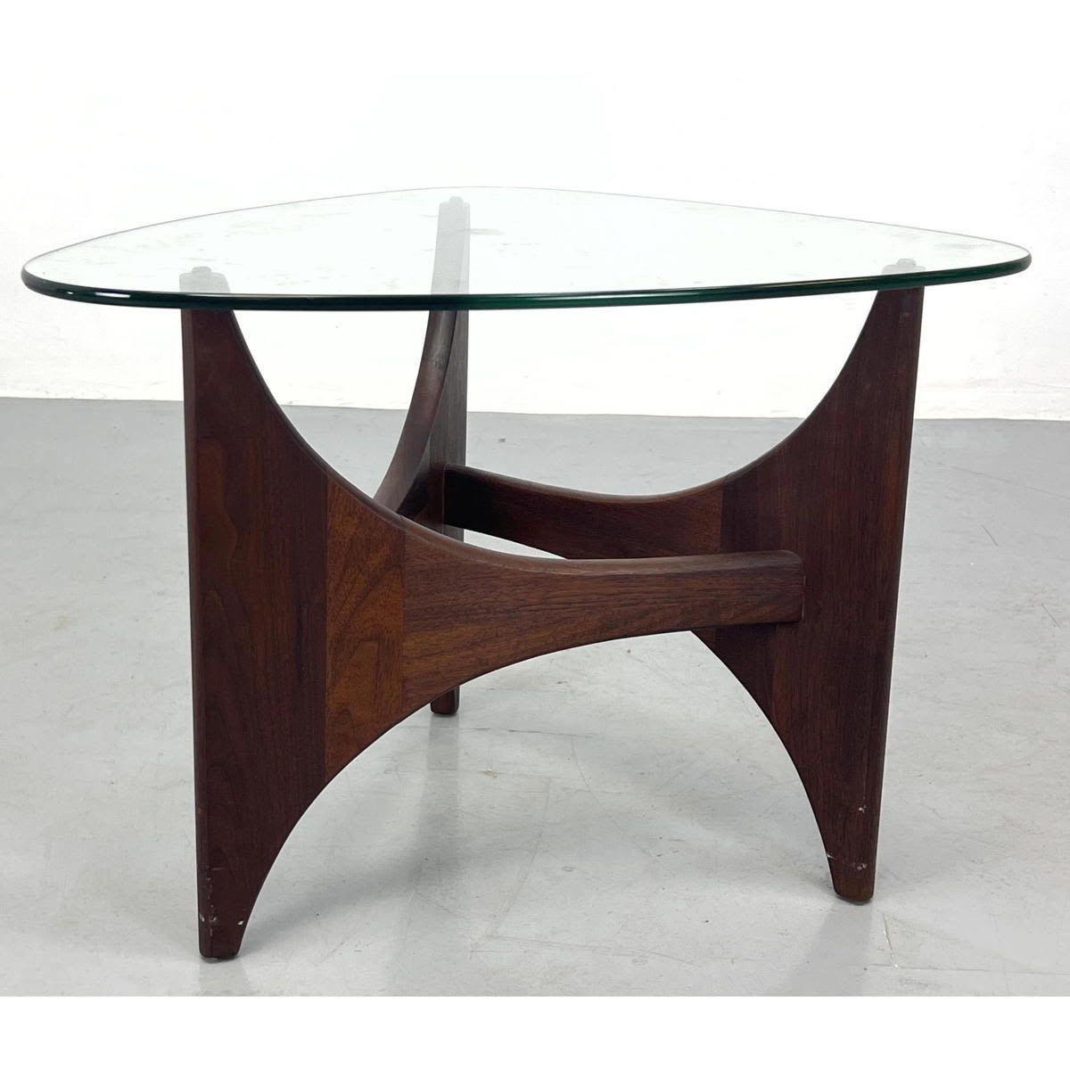 Appraisal: ADRIAN PEARSALL American Modern Walnut Side Table Triangle glass top