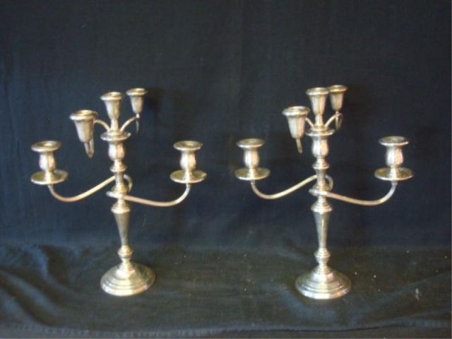 Appraisal: Pair of Weighted Sterling Candlebra From a Westport CT home