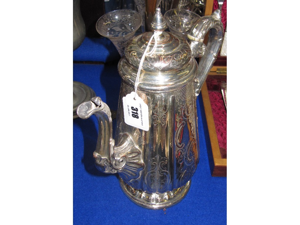 Appraisal: Victorian silver plated coffee pot