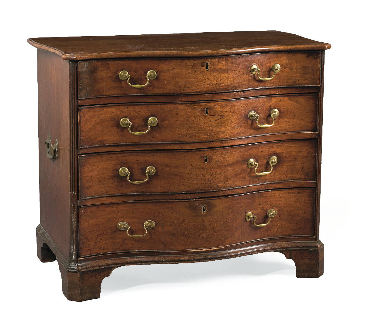 Appraisal: ENGLISH CHIPPENDALE MAHOGANY SERPENTINE-FRONT CHEST OF DRAWERS The rectangular top