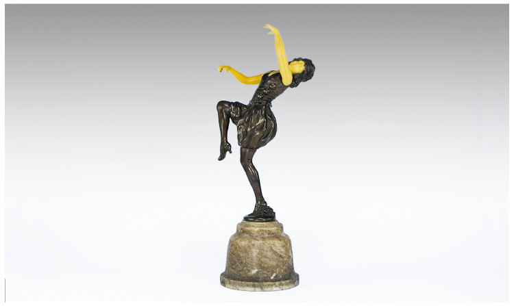 Appraisal: Art Deco Figure Spelter Figure Of A High Kicking Dancing