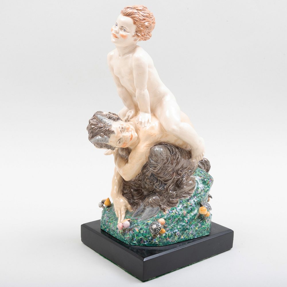 Appraisal: Charles Vyse Chelsea Pottery 'Leap-Frog' Painted artist's intersecting 'CV' monogram